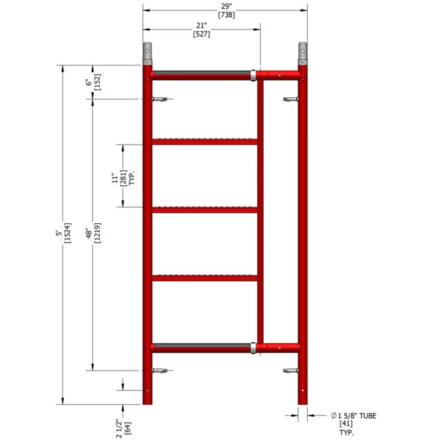 Build Frames Exterior/Interior B-Size Masonry Frames SCAFFLEX Steel 5-ft H x 1.57-ft L 2700-lb Capacity Scaffold Frame
