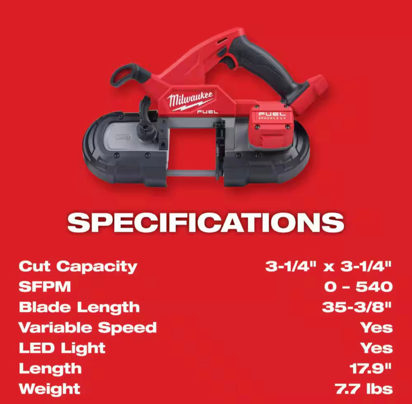 M18 FUEL 18V Lithium-Ion Brushless Cordless Compact Bandsaw (Tool-Only)