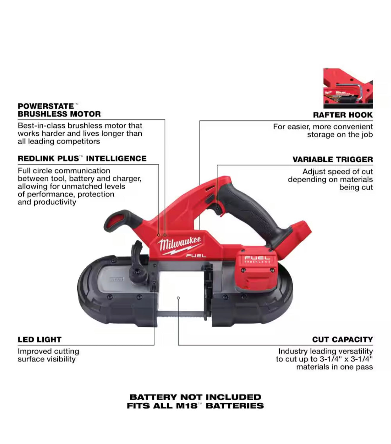 M18 FUEL 18V Lithium-Ion Brushless Cordless Compact Bandsaw (Tool-Only)