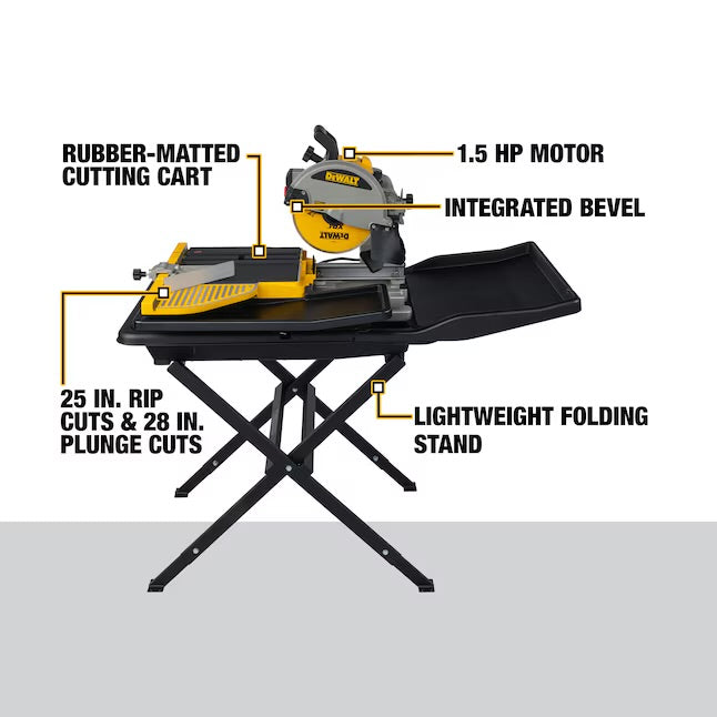 DEWALT 15 -Amp 10-in -Blade Wet Bridge Sliding Table Tile Saw with Stand