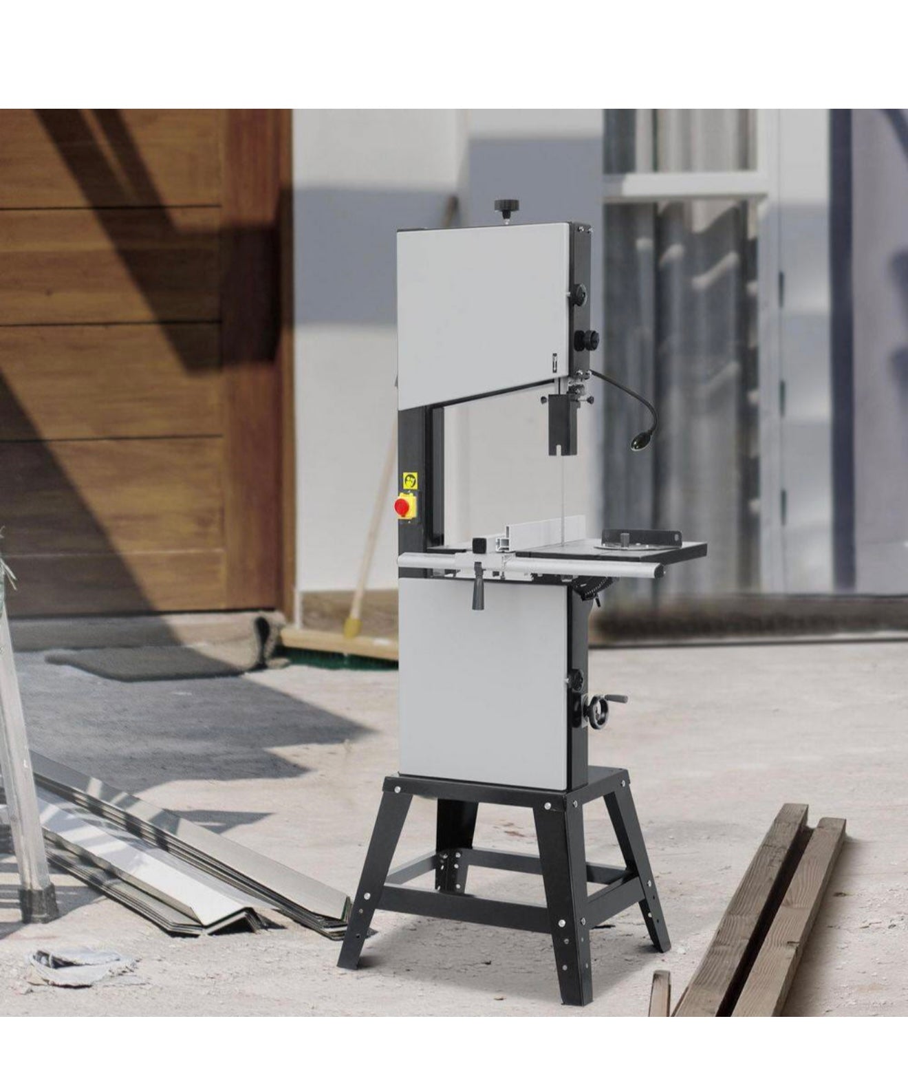 Band Saw, 440-846 RPM, 1100W, 1-1/2HP, 110-V, with Stand, Work Light, 109.45 in. Steel Power Tool for Metal Flooring