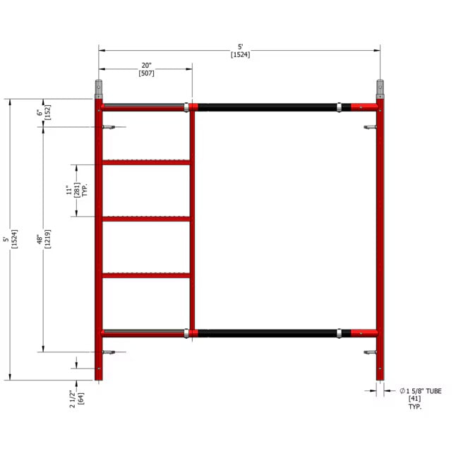 Build Frames Exterior/Interior B-Size Masonry Frames SCAFFLEX Steel 5-ft H x 1.57-ft L 2700-lb Capacity Scaffold Frame