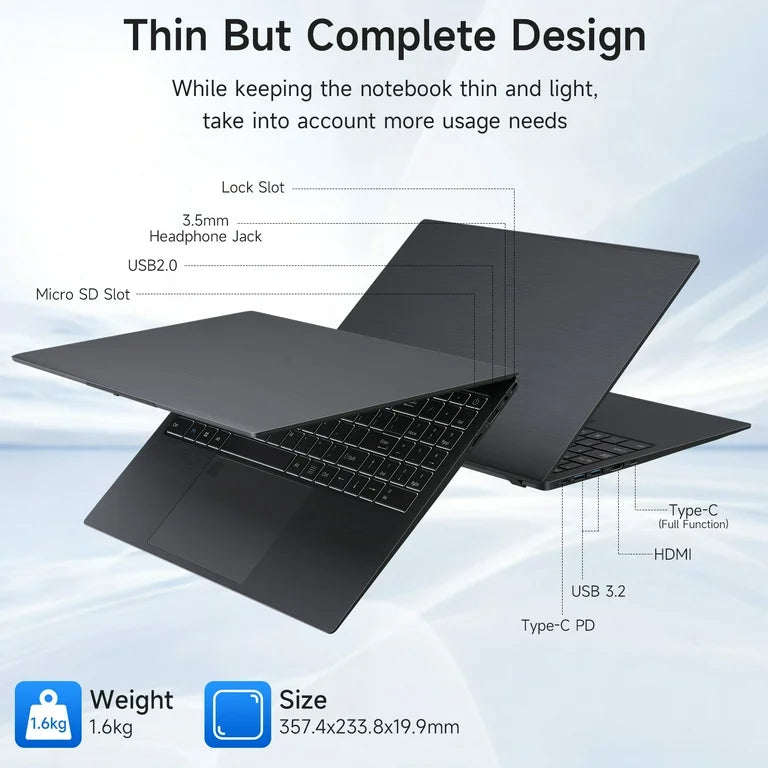 15.6-inch Business Laptop, PCP N5095, 16GB RAM, 1TB SSD, Storage, Windows 11