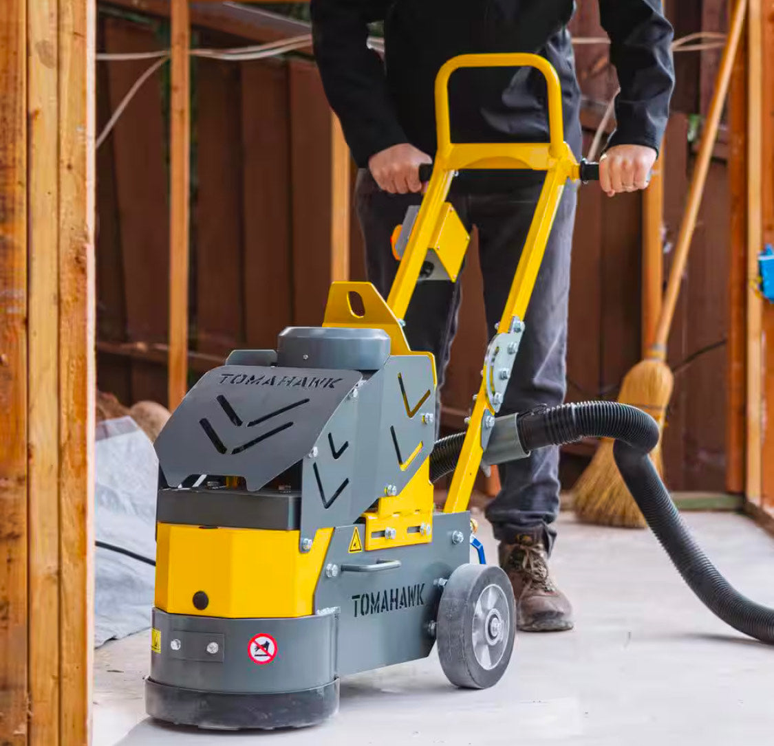 Tomahawk 11 Amp Corded 10 Inch Electric Floor Grinder Sander Polisher with Diamond Grinding Disc Plate