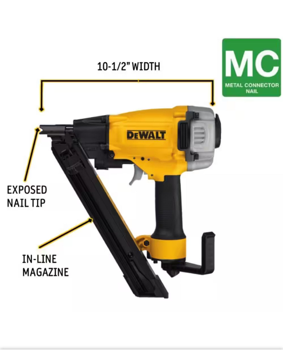 Clavadora neumática de 35 grados para conectores de metal con clavos de conexión de metal galvanizados de 1-1/2 pulg. x 0,131 pulg. 2000 por caja