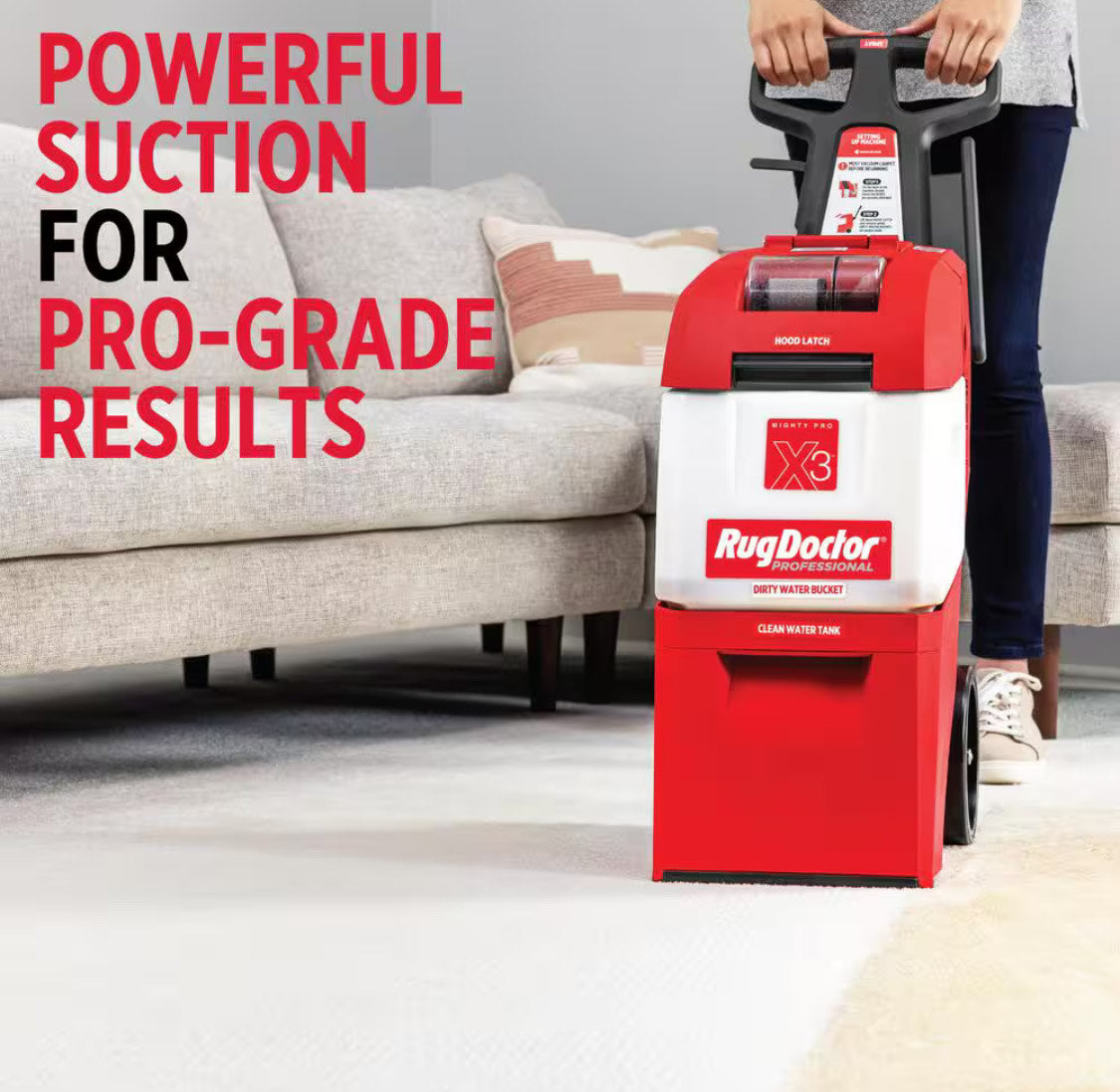 Mighty Pro X3 Commercial Upright Carpet Cleaner with Large Red Pro Pack
