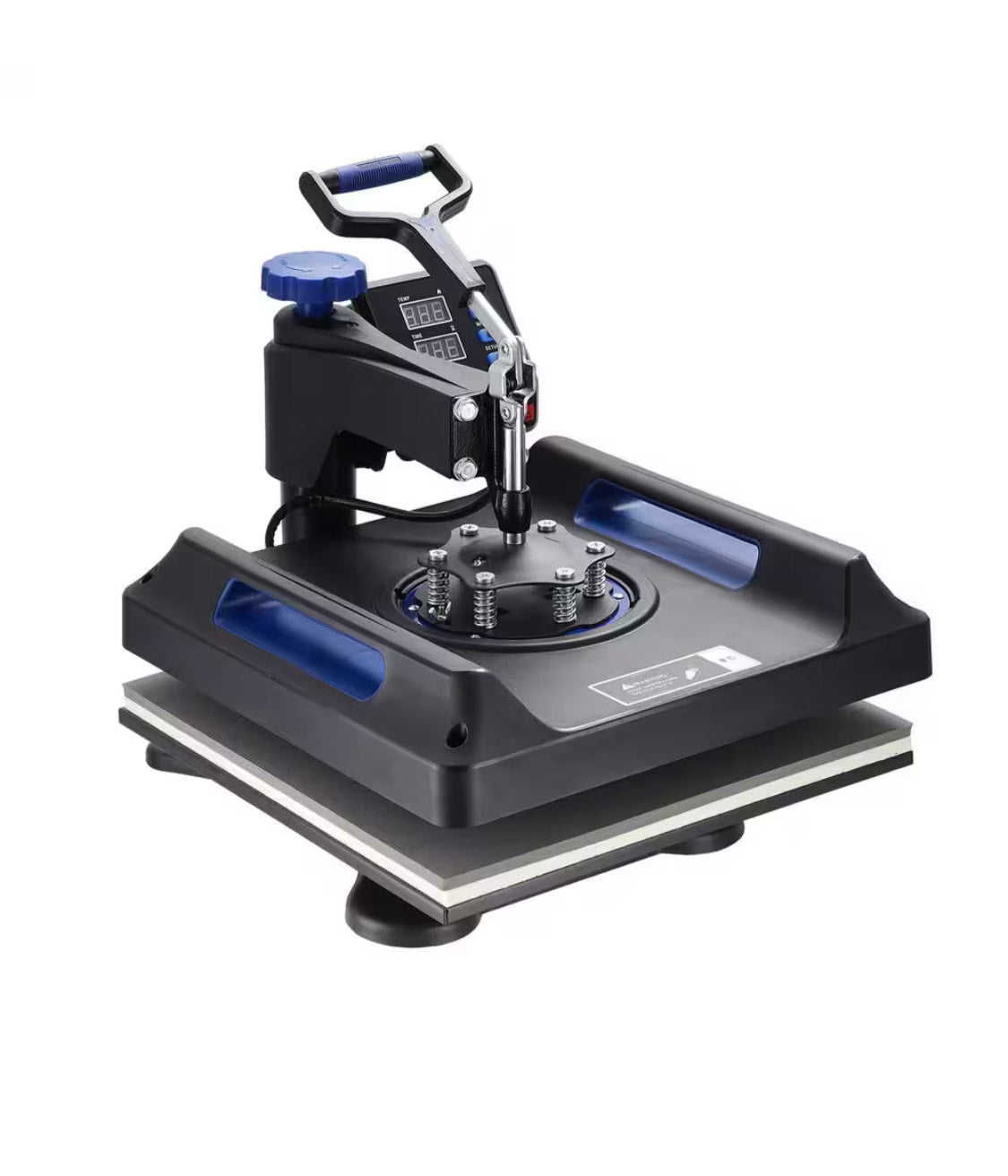 Máquina de prensado en caliente profesional 5 en 1, impresora de transferencia de vinilo por sublimación digital Swing Away de 360 grados, de 15 x 15 pulgadas, color azul