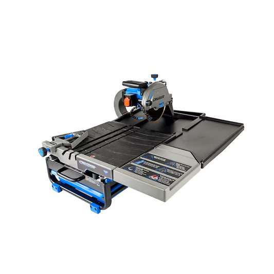 Innovative wet tile saw features allow for more versatility and convenience during all tile cutting applications. Up to 40-in rip and 24-in diagonal cutting capacity. 15.0 Amp, 4,000 RPM motor easily cuts ceramic, porcelain, nature stone, pavers and a var