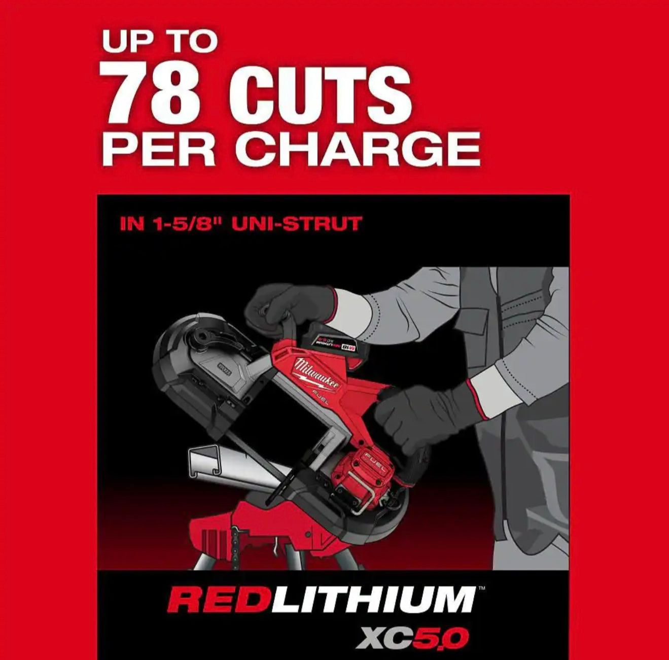 M18 FUEL 18V Lithium-Ion Brushless Cordless Deep Cut Band Saw with (2) M18 REDLITHIUM XC5.0 Battery and Rapid Charger