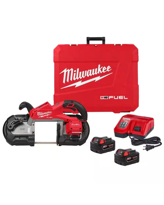 M18 FUEL 18V Lithium-Ion Brushless Cordless Deep Cut Band Saw with (2) M18 REDLITHIUM XC5.0 Battery and Rapid Charger