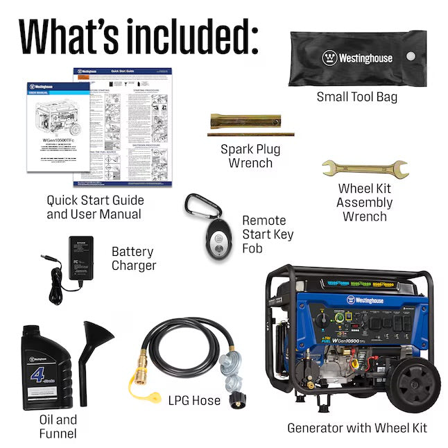 Westinghouse WGen10500TFc Remote Electric Start 13000 / 10500 -Watt Tri fuel Portable Generator