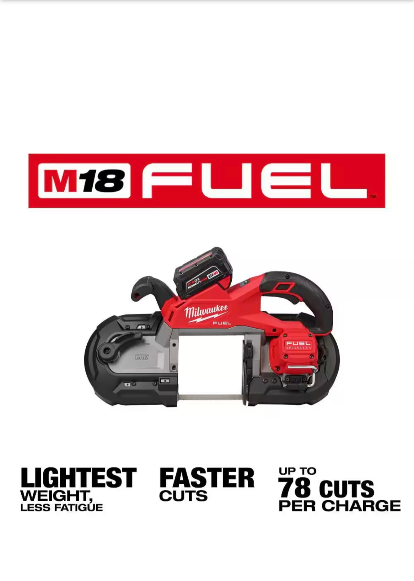 M18 FUEL 18V Lithium-Ion Brushless Cordless Deep Cut Band Saw with (2) M18 REDLITHIUM XC5.0 Battery and Rapid Charger