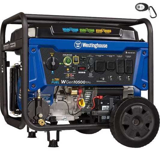 Westinghouse WGen10500TFc Remote Electric Start 13000 / 10500 -Watt Tri fuel Portable Generator