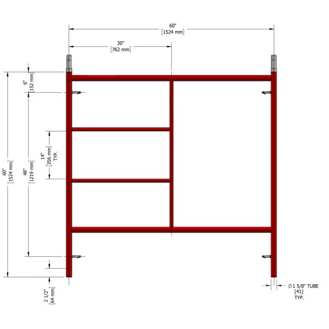 Build Frames 4-Tier Scaffold Set Steel 20-ft H x 5.14-ft L 9800-lb Capacity Scaffold Frame