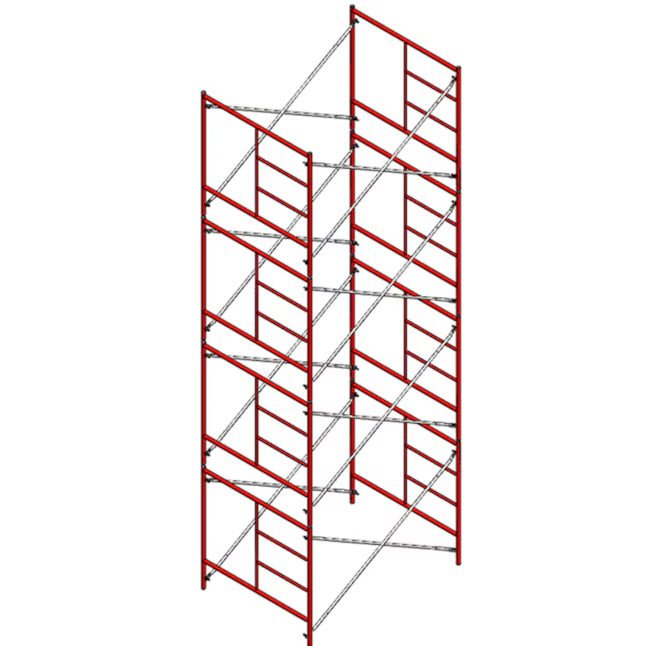 Build Frames 4-Tier Scaffold Set Steel 20-ft H x 5.14-ft L 9800-lb Capacity Scaffold Frame