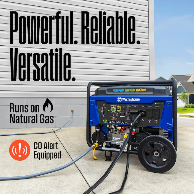 Westinghouse WGen10500TFc Remote Electric Start 13000 / 10500 -Watt Tri fuel Portable Generator